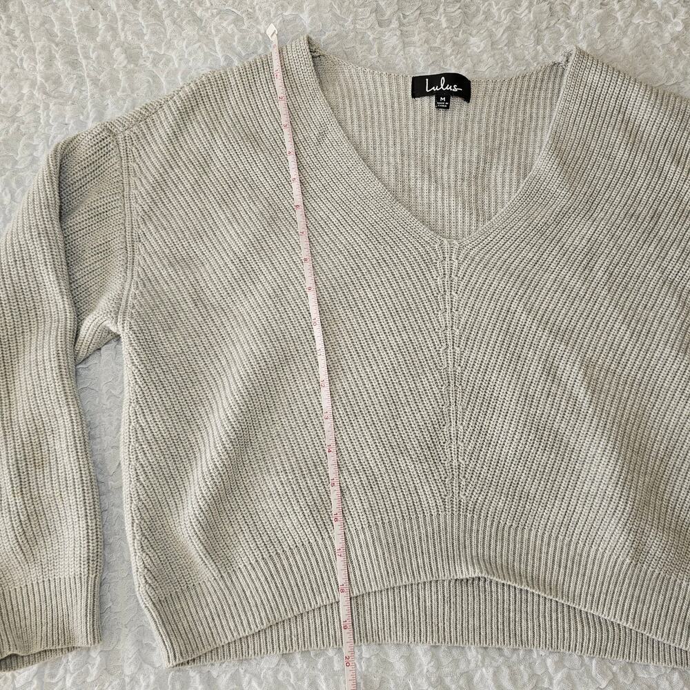 Lulu's Feel It Still Grey Knit Sweater sz Medium - Picture 6 of 10